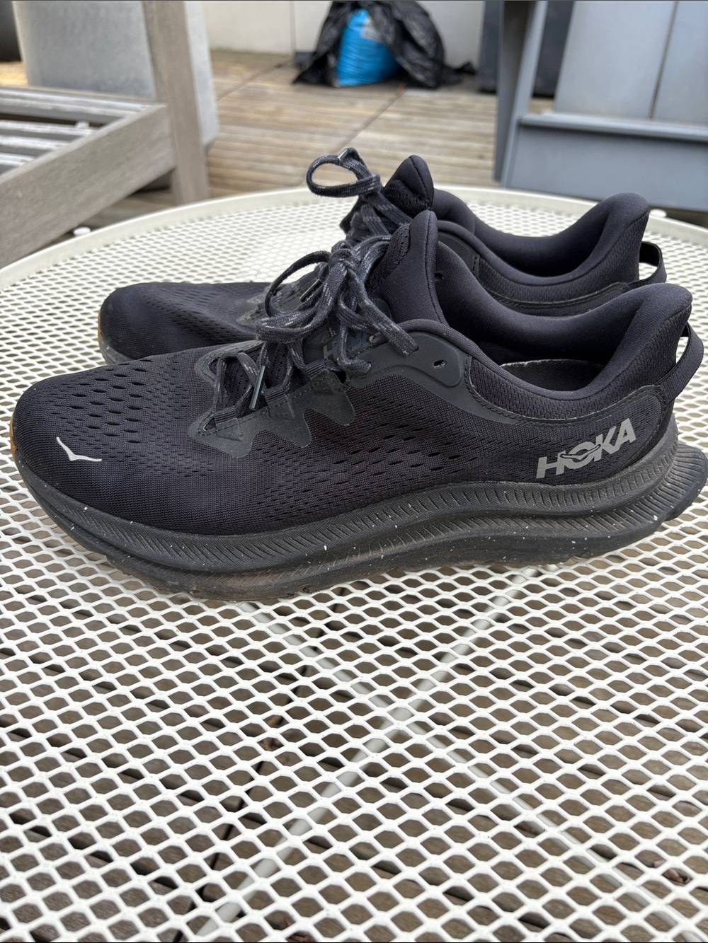 Hoka Kawanna 2 Black/Black Mesh Lace-Up Running Sneakers